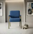 Fabric Conference Chair with Padded Arms - Blue - 5