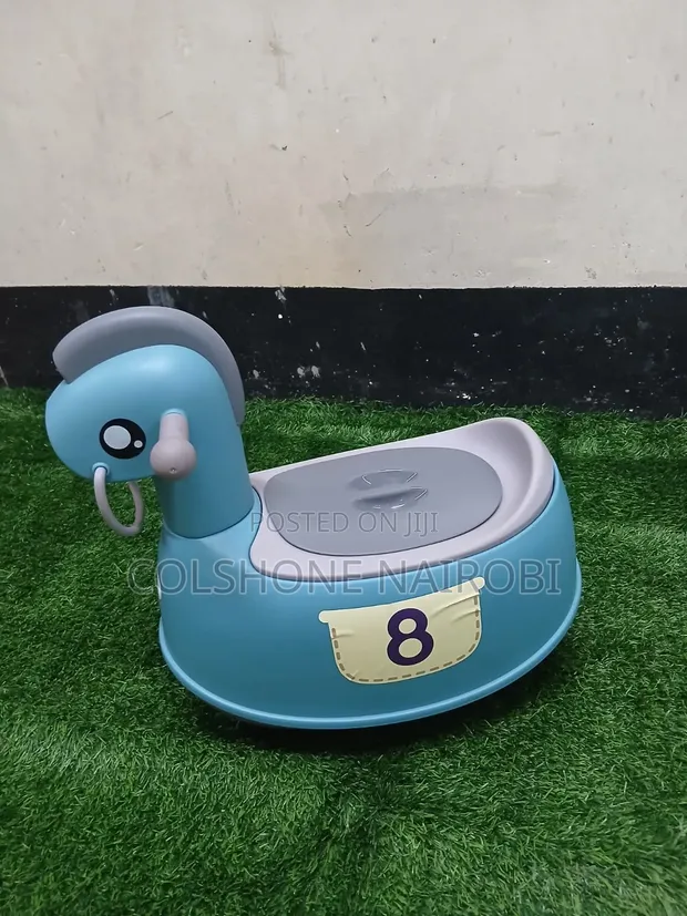 2-in-1 Cartoon Horse Toddler Potty Training Seat Chair (Teal Blue) - 1