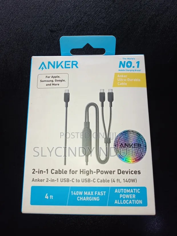 Anker 2-in-1 USB-C to USB-C Cable (4ft, 140W) - 1