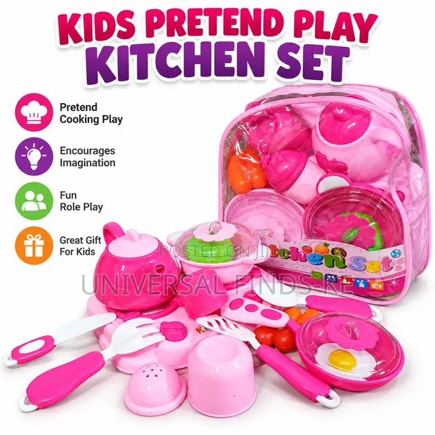 Kids Pretend Play Kitchen Set - Toy Cooking Set - 1