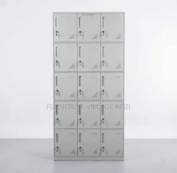 15-Compartment Metallic Storage Locker Cabinet - 1