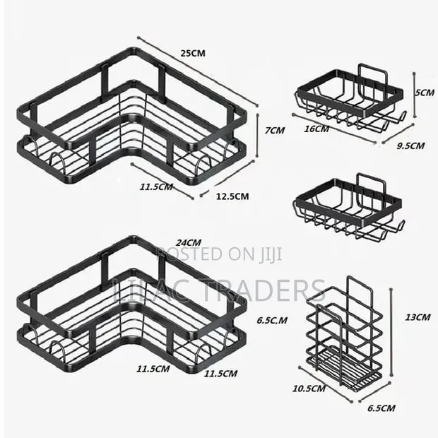 5-Piece Wall-Mounted Bathroom Shower Storage Rack - 1