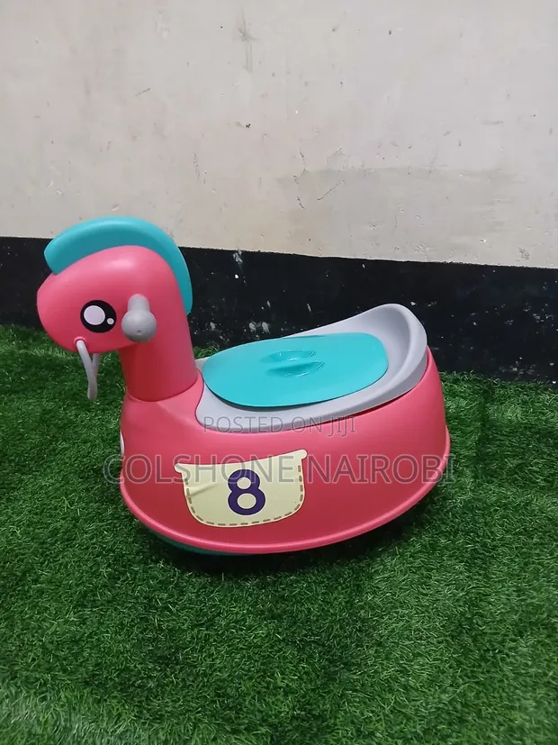 2-in-1 Cartoon Horse Toddler Potty Training Seat Chair (Pink) - 1