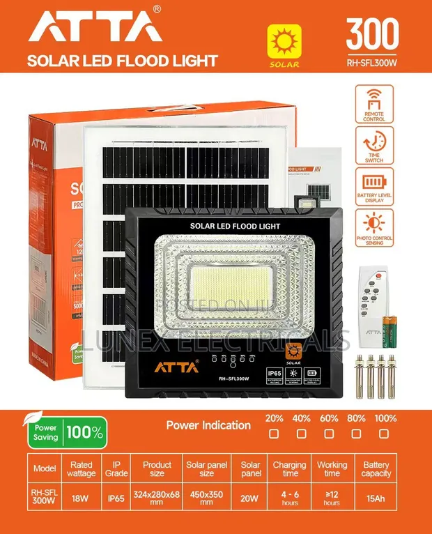 ATTA 300W Solar LED Flood Light - 1