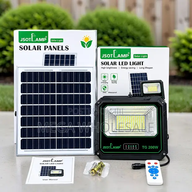 200W Solar Powered Outdoor Security LED Flood Light - 1