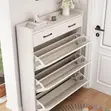 White Wooden Flip Shoe Rack - 5 Shelves - 3