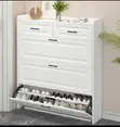 White Wooden Flip Shoe Rack - 5 Shelves - 5