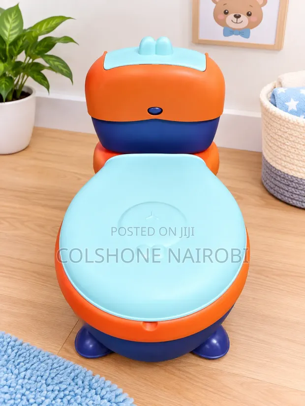 Toddler Potty Training Seat with Flip Lid (Orange/Blue) - 1