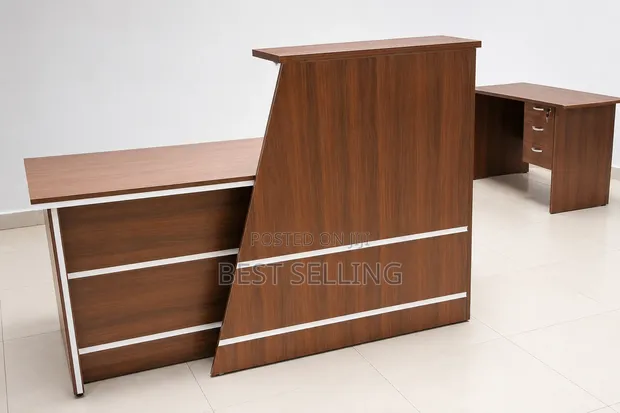 Modern Brown Customer Service Reception Desk - 1