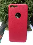 Red Textured Faux-Leather Back Cover for Apple Dual-Camera iPhones - 1