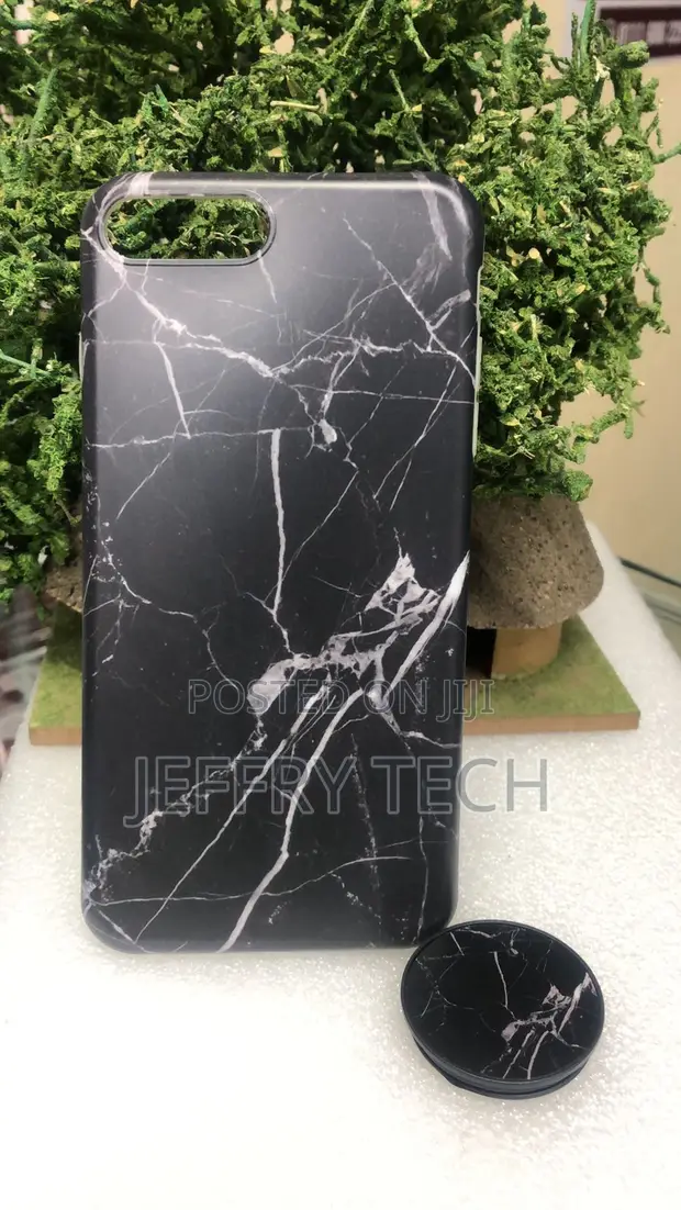 Black Marble Patterned Case with Grip for iPhone 8 Plus - 1