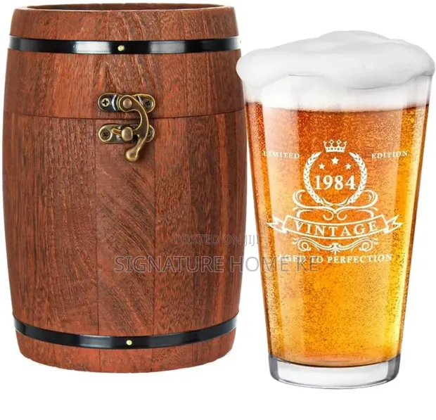 Vintage Beer Glass & Barrel Gift Set - 1