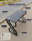Black Reading Table with Metallic Base and Office Chair - 1