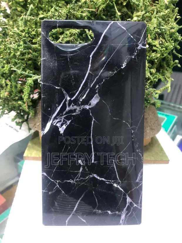Square-Edged Black Marble Case for iPhone 15 Pro - 1