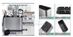 4-Compartment Stainless Steel Cutlery Organizer