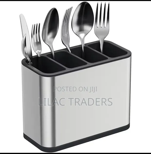 4-Compartment Stainless Steel Cutlery Organizer - 1