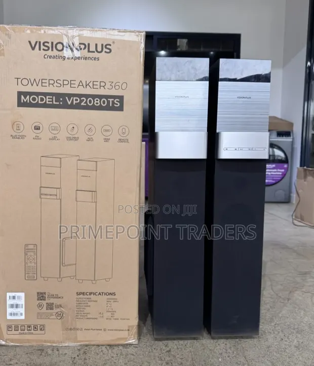 Vision Plus VP2080TS 360W Bluetooth Tower Speaker - Wood Finish - 1