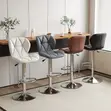 Modern Height Adjustable Leather Bar Stool - Red - 4