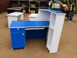 Stylish Blue & White Bench Office Reception Desk - 1
