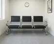 3-Seater Padded Office Bench - Black Leather - 2