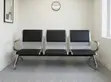 3-Seater Padded Office Bench - Black Leather - 5