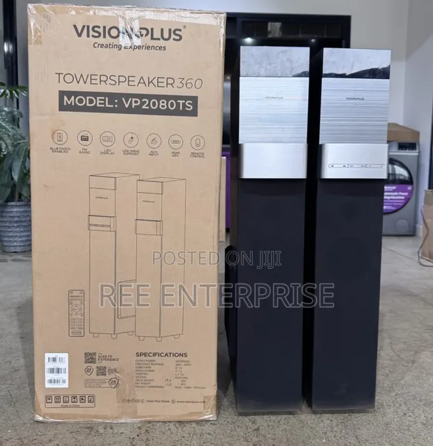 Vision Plus VP2080TS 360W Tower Speaker - Wood Cabinet - 1