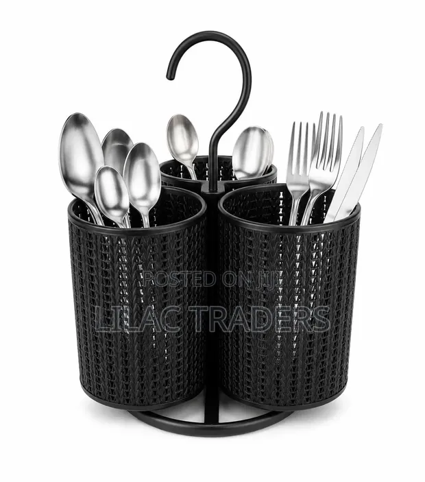 Rotating Stainless Steel Cutlery Organiser - 1