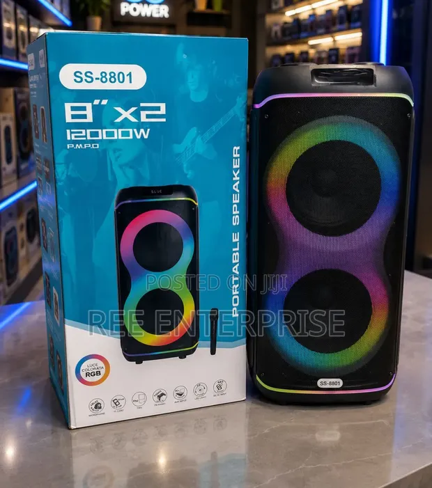 Party Rocker Rechargeable 1200W Speaker SS-8801 with Microphone - 1