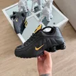 Nike Shox R4 "Black Gold" Leather Sneakers - 2