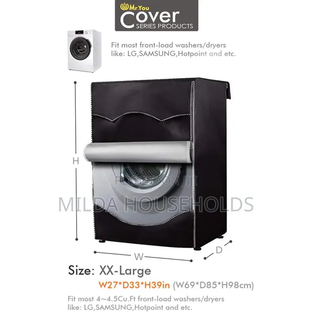 Front Load Washing Machine Cover Organizer (Silver/Black) - 1