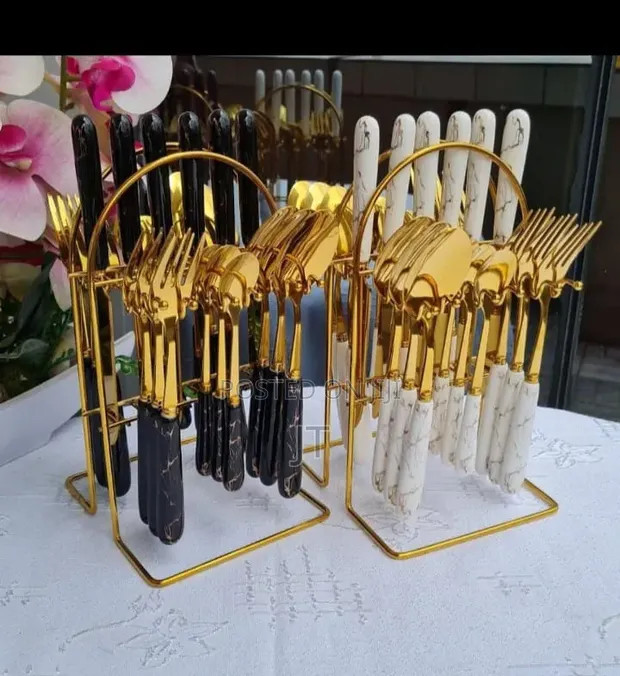 24-Piece Gold Stainless Steel Cutlery Set - 1