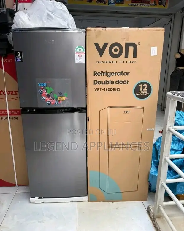 VON Double Door Direct Cool Fridge - 195L - 1