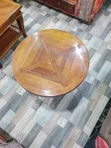 Round Mahogany Pedestal Side Table - Inlaid Wood - 3