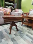 Round Mahogany Pedestal Side Table - Inlaid Wood - 4