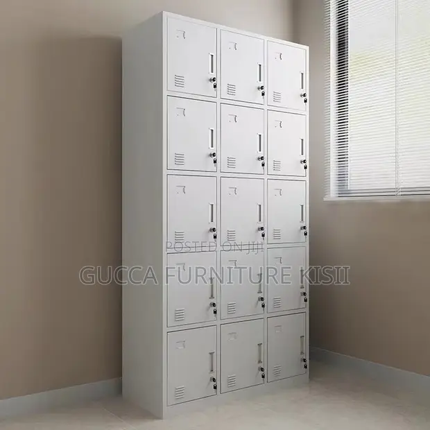15-Locker Steel Staff Storage Cabinet - 1