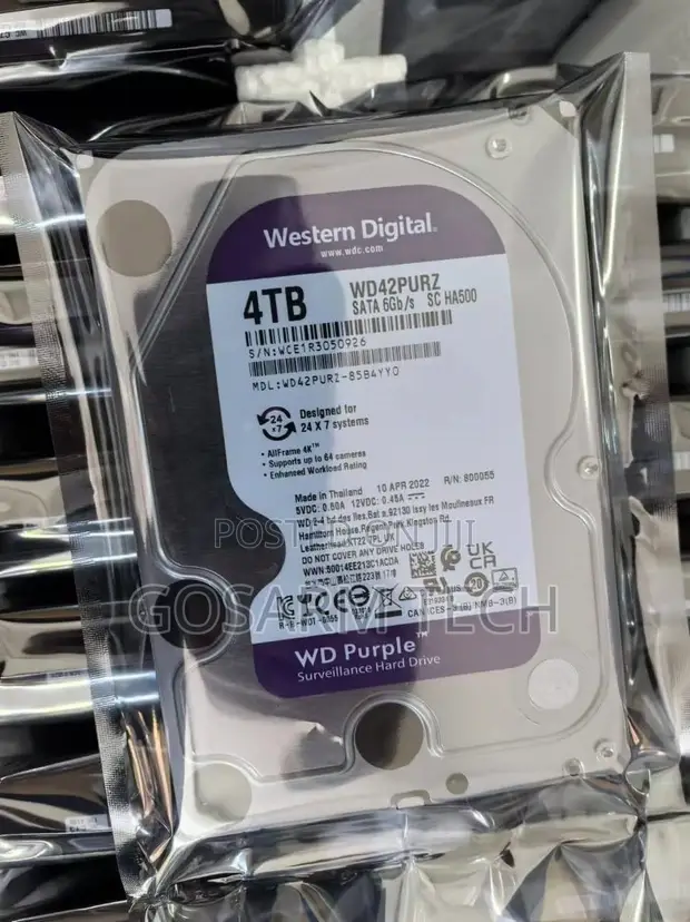 Original 4TB WD Purple Surveillance HDD for CCTV - 1