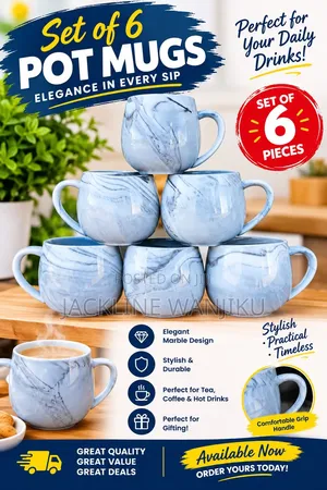 Set of 6 Pot Mugs - White