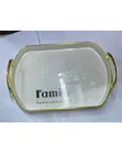Serving Tray with Golden Handle - White, 35cm - 1