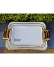 Serving Tray with Golden Handle - White, 35cm - 2