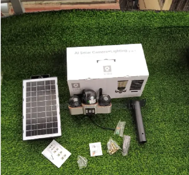 Triple Lens Solar CCTV Camera - PTZ with Floodlight - 1