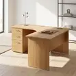 1.4m Curved Office Desk - Brown - 1