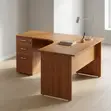 1.4m Curved Office Desk - Brown - 5