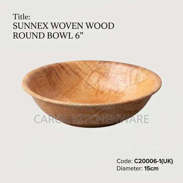 15cm Sunnex Woven Wood Round Bowl - 1