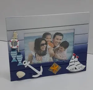 Wooden Photo Frame with Swing Clock Ornament