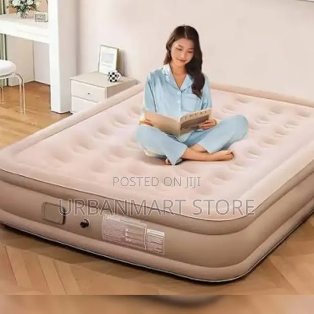 Queen Inflatable Bed with Built-in Pump & 2 Pillows (5x6 ft) - 1