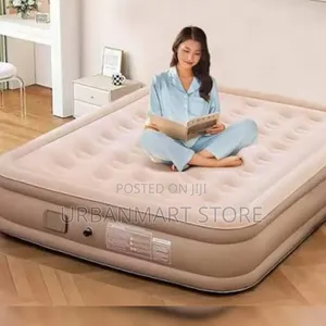 Queen Inflatable Bed with Built-in Pump & 2 Pillows (5x6 ft)