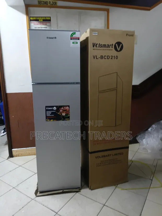 Volsmart 210L Double Door Fridge Freezer - Silver - 1