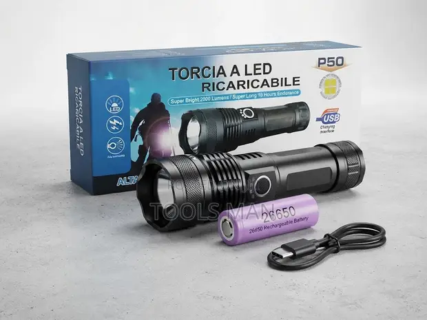 P50 High Power LED Flashlight 2000lm USB Rechargeable - 1