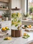 5L Luxury Glass Drink Dispenser with Wood Base - 3