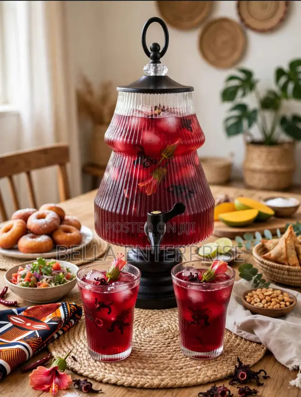 7pcs Luxury Glass Juice Dispenser Set with Glasses - 1